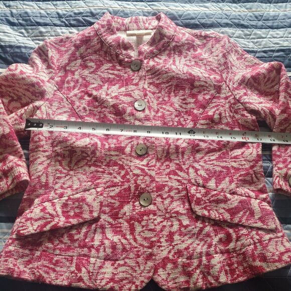 NEW Coldwater Creek Size 8 Petite Textured Pink Floral Button Jacket - Picture 8 of 12